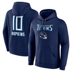 Men's Tennessee Titans #10 DeAndre Hopkins Navy Team Wordmark Name & Number Pullover Hoodie 