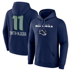 Men's Seattle Seahawks #11 Jaxon Smith-Njigba Navy Team Wordmark Player Name & Number Pullover Hoodie 