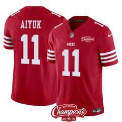 Men's San Francisco 49ers #11 Brandon Aiyuk Red 2023 F.U.S.E. NFC West Champions Patch Stitched Football Jersey 