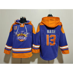 Men's Phoenix Suns #13 Steve Nash Purple Ageless Must-Have Lace-Up Pullover Hoodie