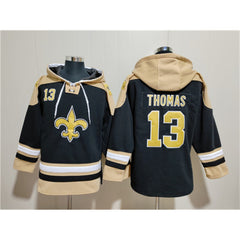 Men's New Orleans Saints #13 Michael Thomas Black Ageless Must-Have Lace-Up Pullover Hoodie 