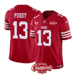 Men's San Francisco 49ers #13 Brock Purdy Red 2023 F.U.S.E. With 1-Star C Patch And NFC West Champions Patch Stitched Football Jersey 