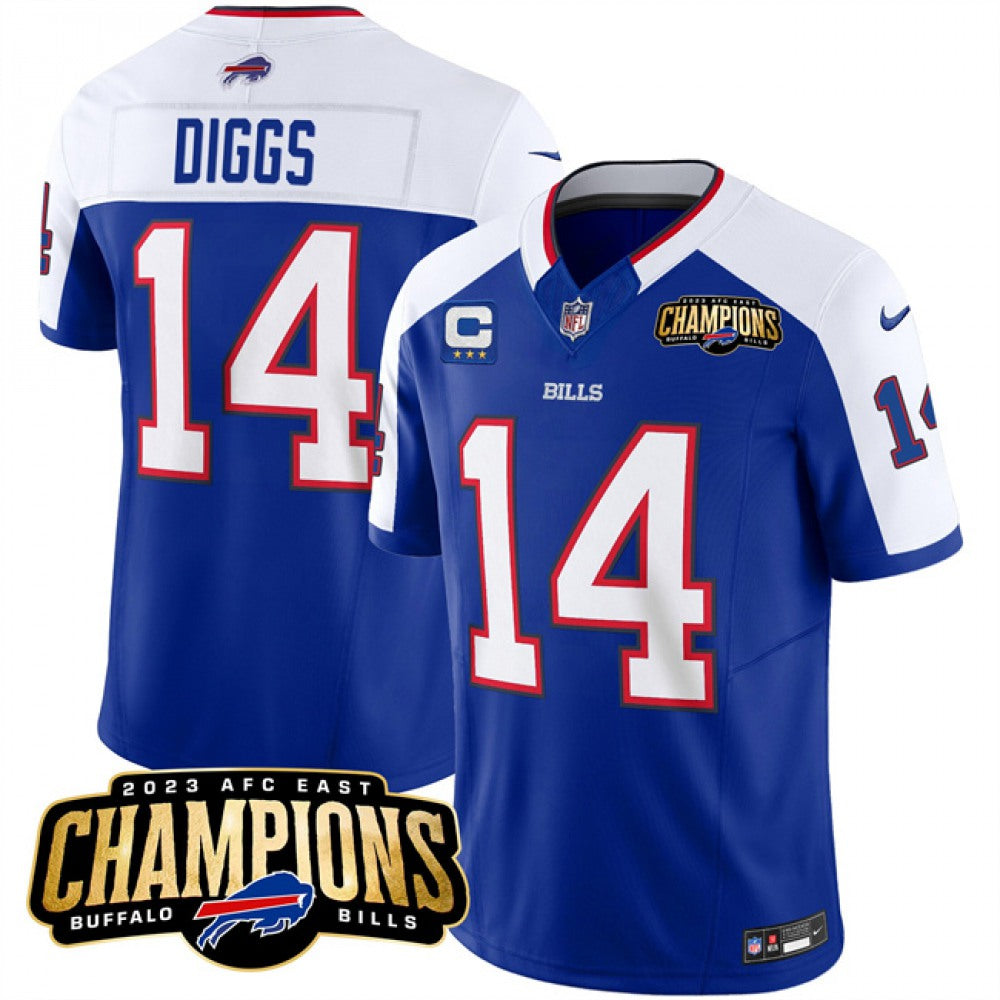Men's Buffalo Bills #14 Stefon Diggs Blue/White 2023 F.U.S.E. AFC East Champions With 3-star C Ptach Stitched Football Jersey 