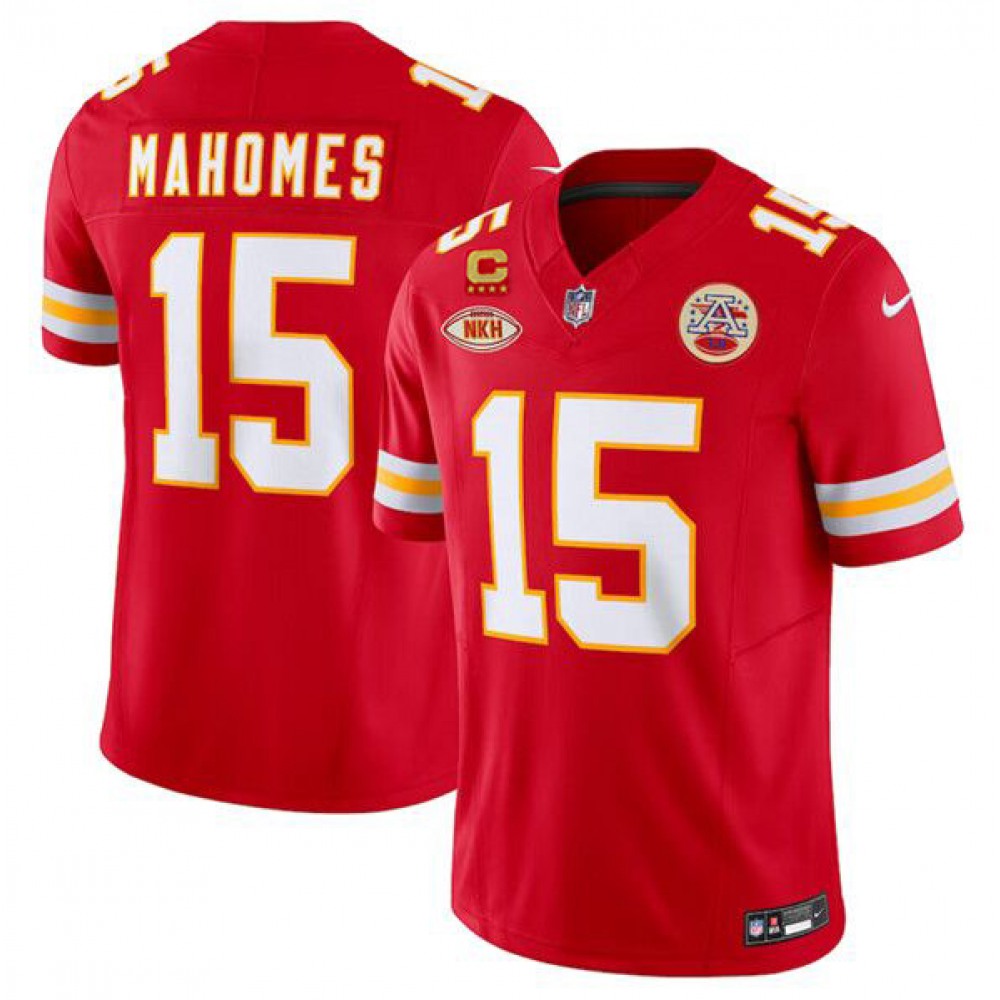 Men's Kansas City Chiefs #15 Patrick Mahomes Red 2024 F.U.S.E. With "NKH" Patch And 4-star C Patch Vapor Untouchable Limited Stitched Jersey 