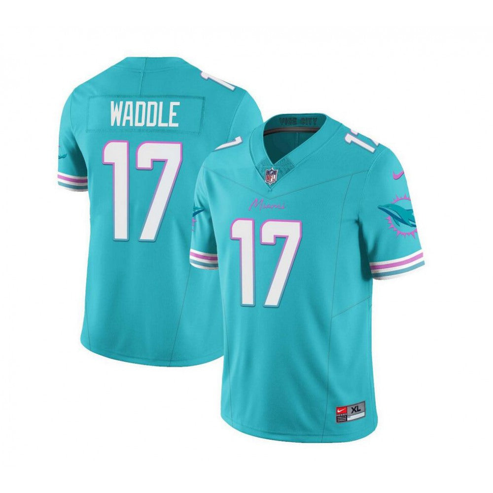 Men's Miami Dolphins #17 Jaylen Waddle Aqua 2023 F.U.S.E Vapor Limited Stitched Football Jersey 
