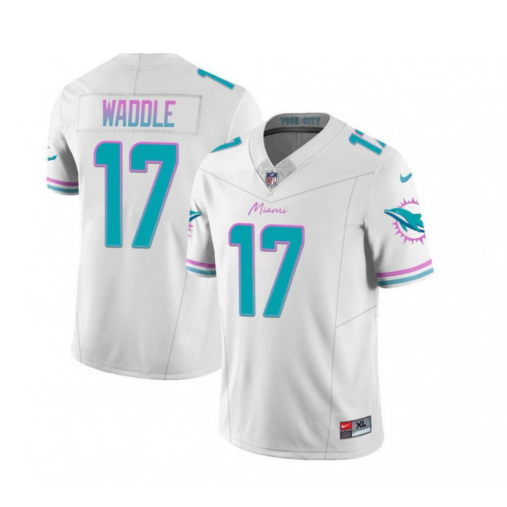 Men's Miami Dolphins #17 Jaylen Waddle White 2023 F.U.S.E Vapor Limited Stitched Football Jersey 