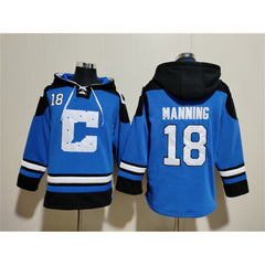 Men's Indianapolis Colts #18 Peyton Manning Blue Ageless Must-Have Lace-Up Pullover Hoodie 