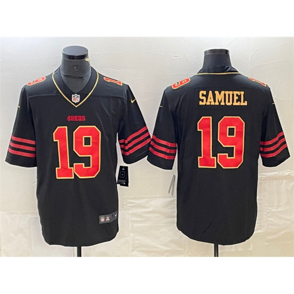 Men's San Francisco 49ers #19 Deebo Samuel Black Gold Stitched Jersey 