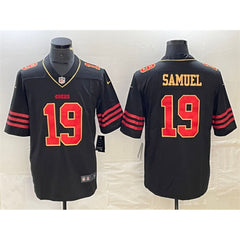 Men's San Francisco 49ers #19 Deebo Samuel Black Gold Stitched Jersey 