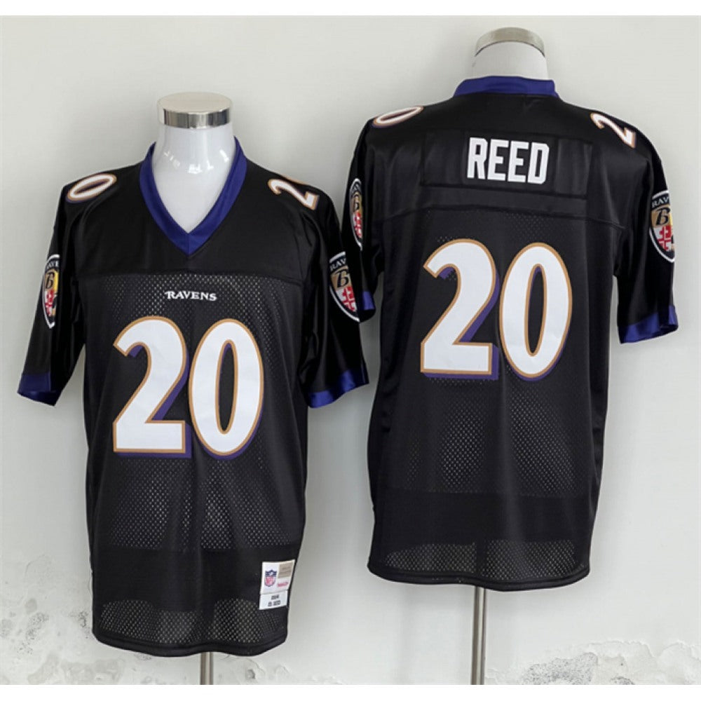 Men's Baltimore Ravens #20 Ed Reed Black Throwback Jersey 