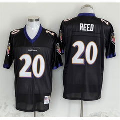 Men's Baltimore Ravens #20 Ed Reed Black Throwback Jersey 