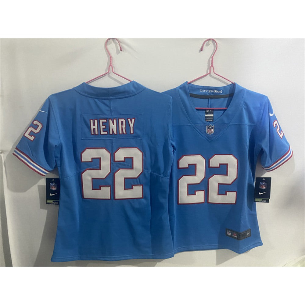 Youth Tennessee Titans #22 Derrick Henry Blue Throwback Vapor Limited Stitched Football Jersey 