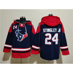 Men's Houston Texans #24 Derek Stingley Jr. Navy Ageless Must-Have Lace-Up Pullover Hoodie 