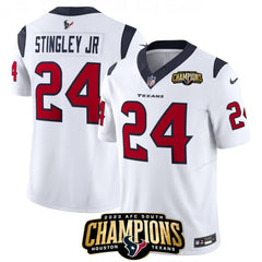 Men's Houston Texans #24 Derek Stingley Jr. White 2023 F.U.S.E. AFC South Champions Patch Vapor Untouchable Limited Stitched Football Jersey 
