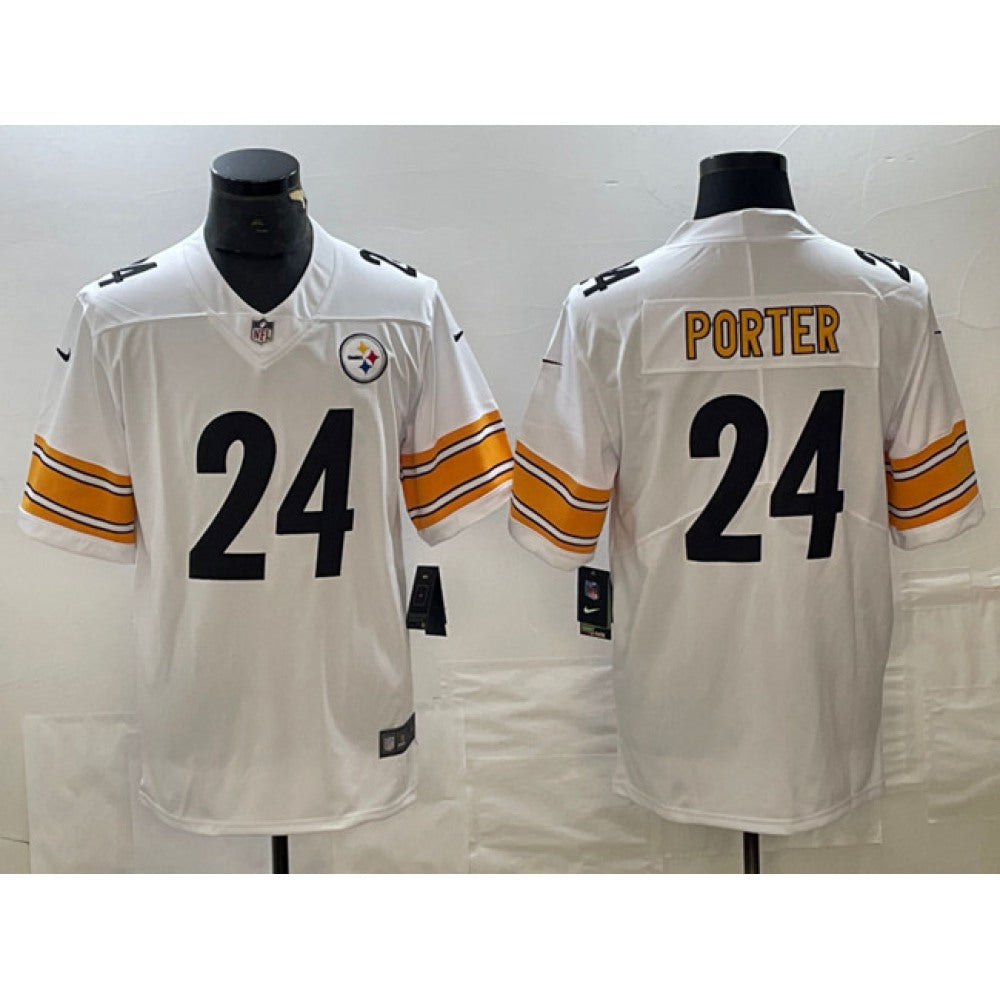 Men's Pittsburgh Steelers #24 Joey Porter Jr. White Vapor Untouchable Limited Stitched Jersey 