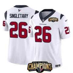 Men's Houston Texans #26 Devin Singletary White 2023 F.U.S.E. AFC South Champions Patch Vapor Untouchable Limited Stitched Football Jersey 