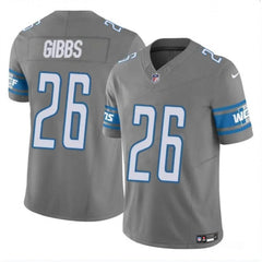 Men's Detroit Lions #26 Jahmyr Gibbs Grey 2023 F.U.S.E. Vapor Untouchable Limited Stitched Football Jersey 