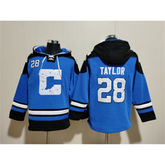 Men's Indianapolis Colts #28 Jonathan Taylor Blue Ageless Must-Have Lace-Up Pullover Hoodie 