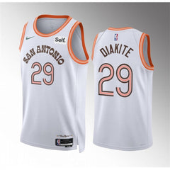 Men's San Antonio Spurs #29 Mamadi Diakite White 2023/24 City EditionStitched Basketball Jersey