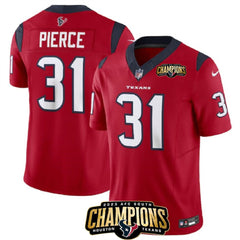 Men's Houston Texans #31 Dameon Pierce Red 2023 F.U.S.E. AFC South Champions Patch Vapor Untouchable Limited Stitched Football Jersey 