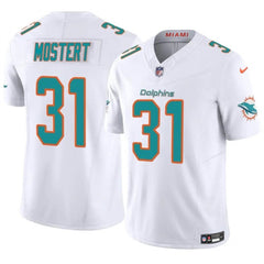 Men's Miami Dolphins #31 Raheem Mostert White 2023 F.U.S.E Alternate Vapor Limited Stitched Football Jersey 