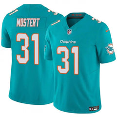 Men's Miami Dolphins #31 Raheem Mostert Aqua 2023 F.U.S.E Vapor Limited Stitched Football Jersey 