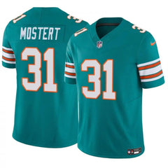 Men's Miami Dolphins #31 Raheem Mostert Aqua 2023 F.U.S.E Alternate Vapor Limited Stitched Football Jersey 