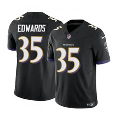 Men's Baltimore Ravens #35 Gus Edwards Black 2023 F.U.S.E. Vapor Limited Football Jersey 