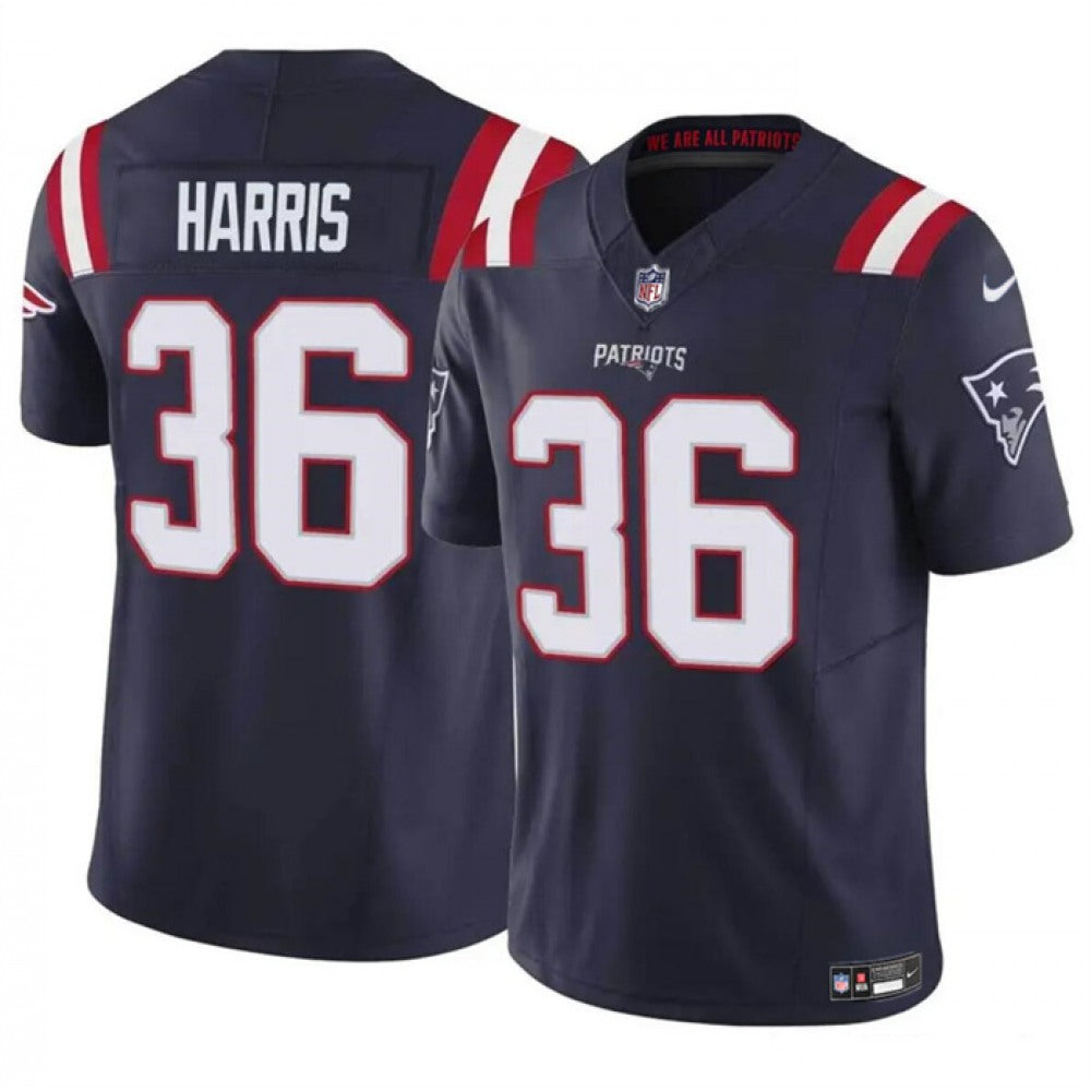 Men's New England Patriots #36 Kevin Harris Navy 2023 F.U.S.E. Vapor Limited Stitched Football Jersey 
