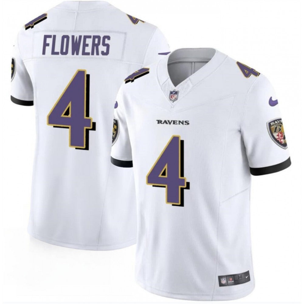 Men's Baltimore Ravens #4 Zay Flowers White 2023 F.U.S.E. Vapor Limited Football Jersey 