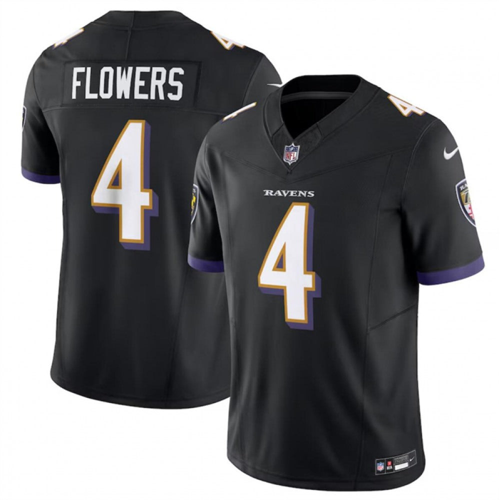 Men's Baltimore Ravens #4 Zay Flowers Black 2023 F.U.S.E. Vapor Limited Football Jersey 