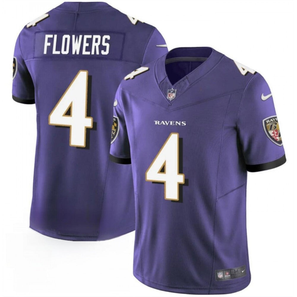 Men's Baltimore Ravens #4 Zay Flowers Purple 2023 F.U.S.E. Vapor Limited Football Jersey 