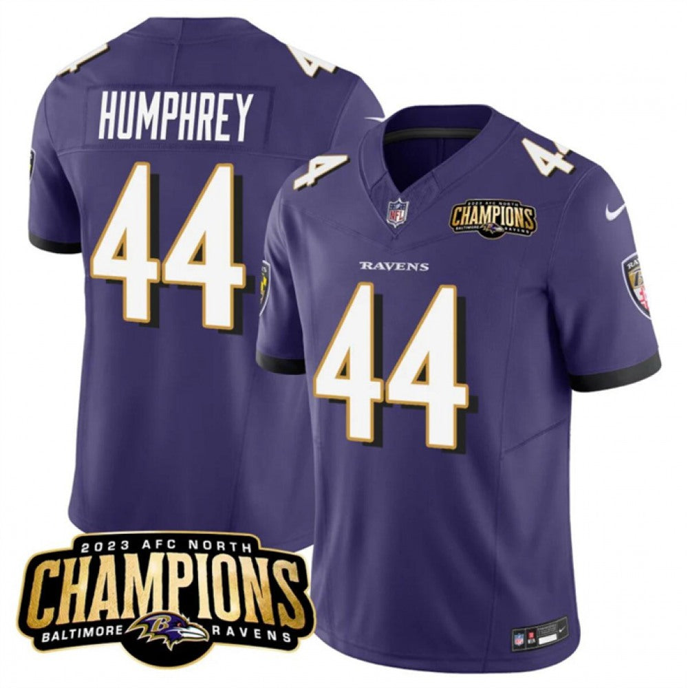 Men's Baltimore Ravens #44 Marlon Humphrey Purple 2023 F.U.S.E. AFC North Champions Vapor Limited Football Jersey 