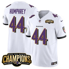 Men's Baltimore Ravens #44 Marlon Humphrey White 2023 F.U.S.E. AFC North Champions Vapor Limited Football Jersey 