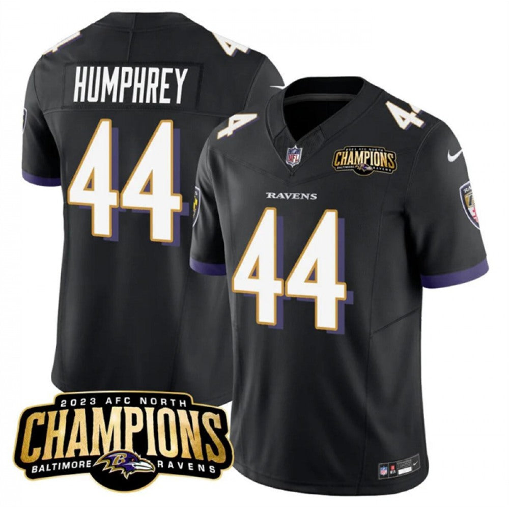 Men's Baltimore Ravens #44 Marlon Humphrey Black 2023 F.U.S.E. AFC North Champions Vapor Limited Football Jersey 