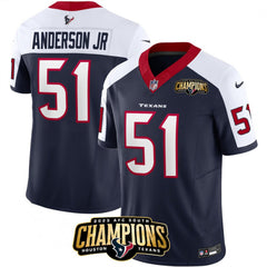 Men's Houston Texans #51 Will Anderson Jr. Navy/White 2023 F.U.S.E. AFC South Champions Patch Limited Stitched Football Jersey 
