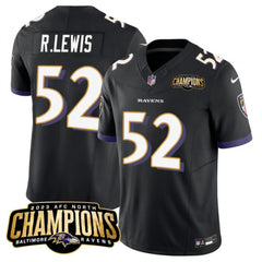 Men's Baltimore Ravens #52 Ray Lewis Black 2023 F.U.S.E. AFC North Champions Vapor Limited Football Jersey 