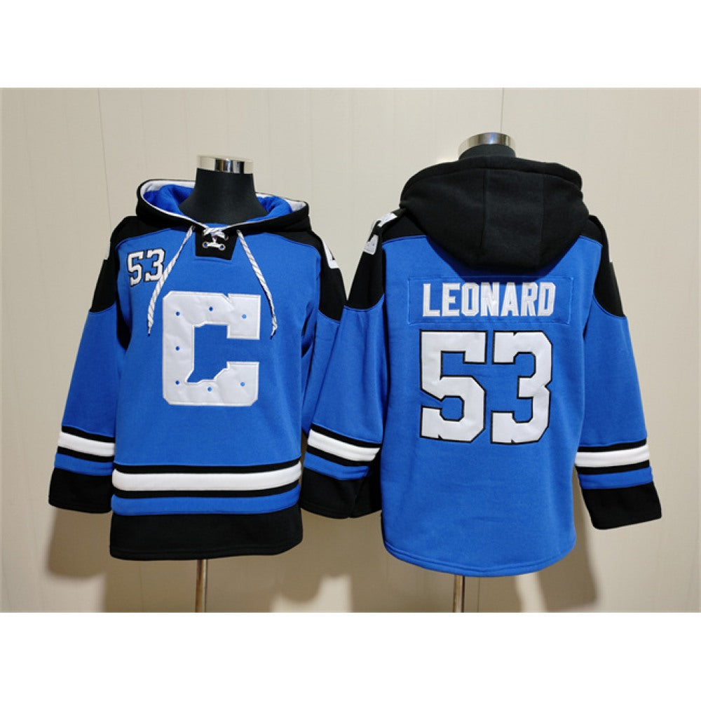 Men's Indianapolis Colts #53 Shaquille Leonard Blue Ageless Must-Have Lace-Up Pullover Hoodie 