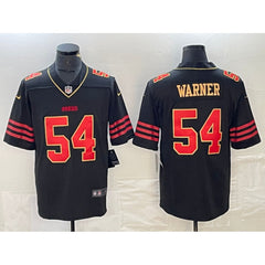 Men's San Francisco 49ers #54 Fred Warner Black Gold Stitched Jersey 