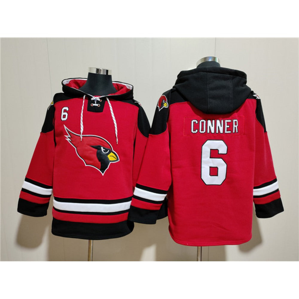 Men's Arizona Cardinals #6 James Conner Red Ageless Must-Have Lace-Up Pullover Hoodie 