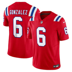 Men's New England Patriots #6 Christian Gonzalez Red 2023 F.U.S.E. Vapor Limited Stitched Football Jersey 