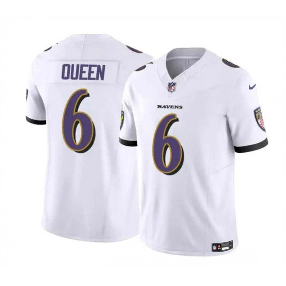 Men's Baltimore Ravens #6 Patrick Queen White 2023 F.U.S.E. Vapor Limited Football Jersey 