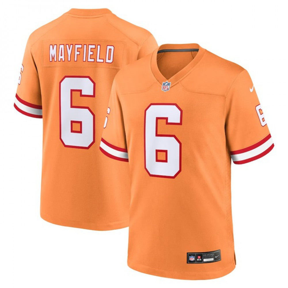 Men's Tampa Bay Buccaneers #6 Baker Mayfield Orange Stitched Game Jersey 