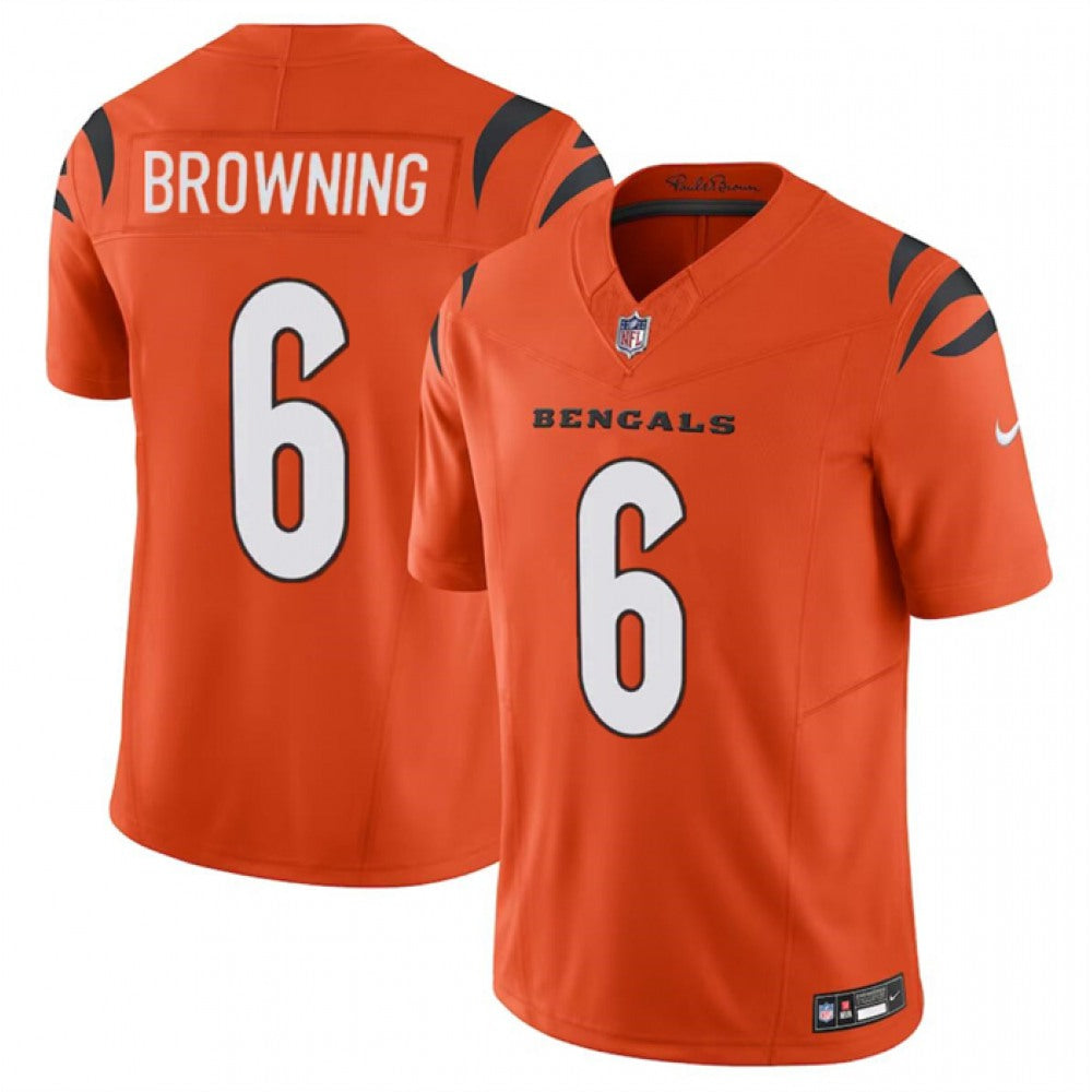 Men's Cincinnati Bengals #6 Jake Browning Orange 2023 F.U.S.E. Vapor Untouchable Limited Stitched Jersey 