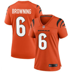 Women's Cincinnati Bengals #6 Jake Browning Orange Stitched Football Jersey(Run Small) 