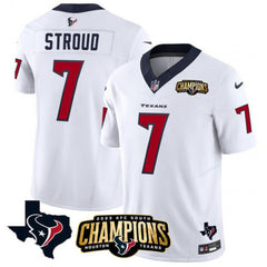 Men's Houston Texans #7 C.J. Stroud White 2023 F.U.S.E. AFC South Champions Patch And Team Logo Patch Vapor Untouchable Limited Stitched Football Jersey 