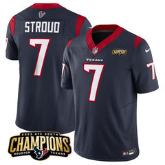 Men's Houston Texans #7 C.J. Stroud Navy 2023 F.U.S.E. AFC South Champions Patch Vapor Untouchable Limited Stitched Football Jersey 