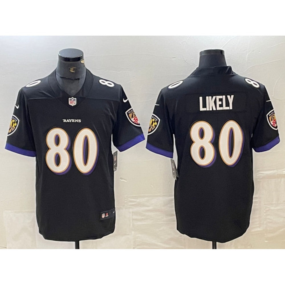 Men's Baltimore Ravens #80 Isaiah Likely Black Vapor Limited Football Jersey 