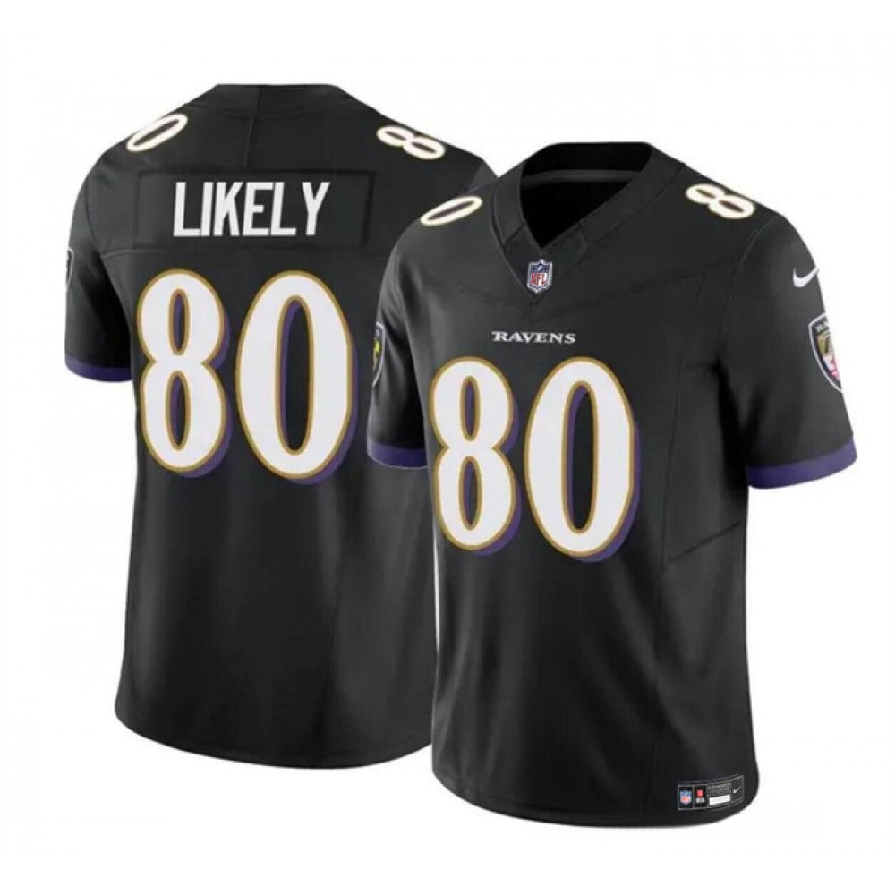 Men's Baltimore Ravens #80 Isaiah Likely Black 2023 F.U.S.E. Vapor Limited Football Jersey 
