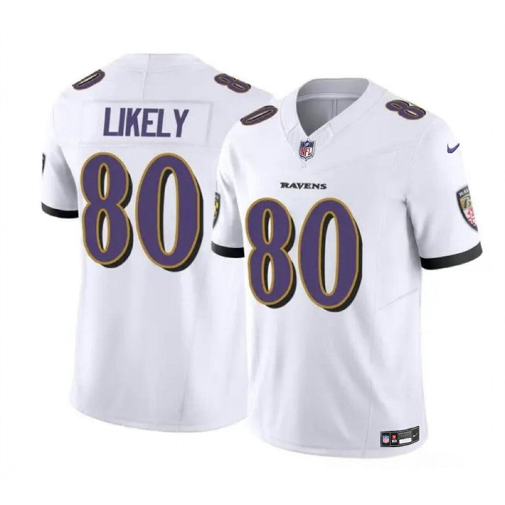 Men's Baltimore Ravens #80 Isaiah Likely White 2023 F.U.S.E. Vapor Limited Football Jersey 